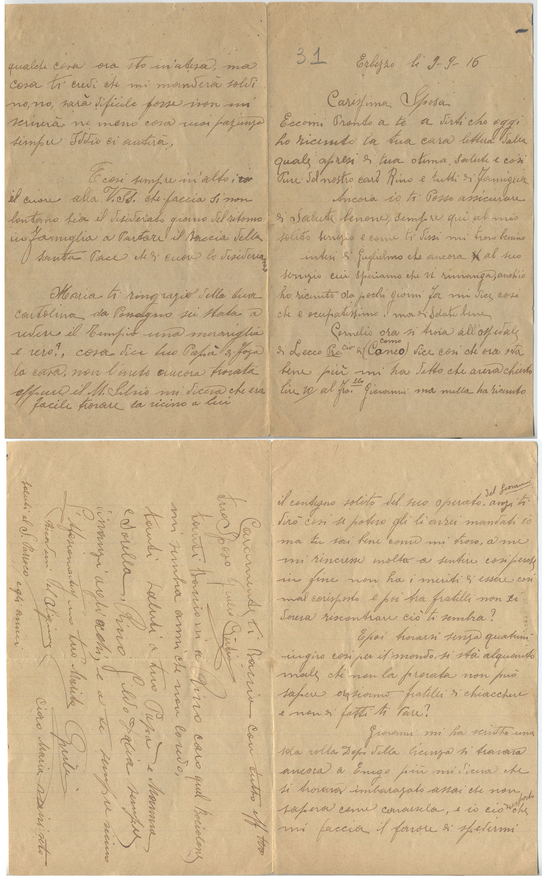 lettera di Giulio del 9 settembre 16
