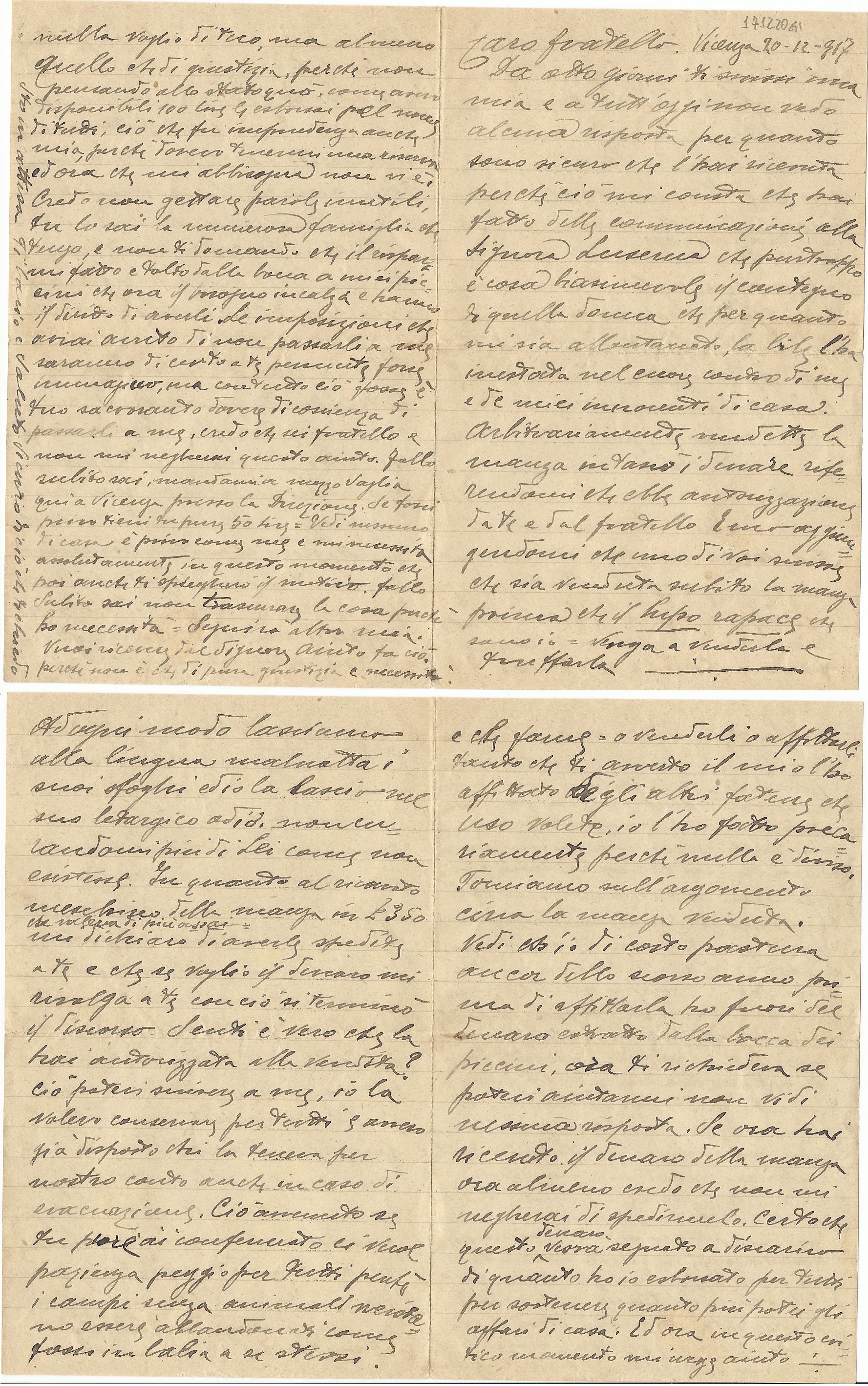 Lettera di Giovanni a Giulio del 20 dicembre 17