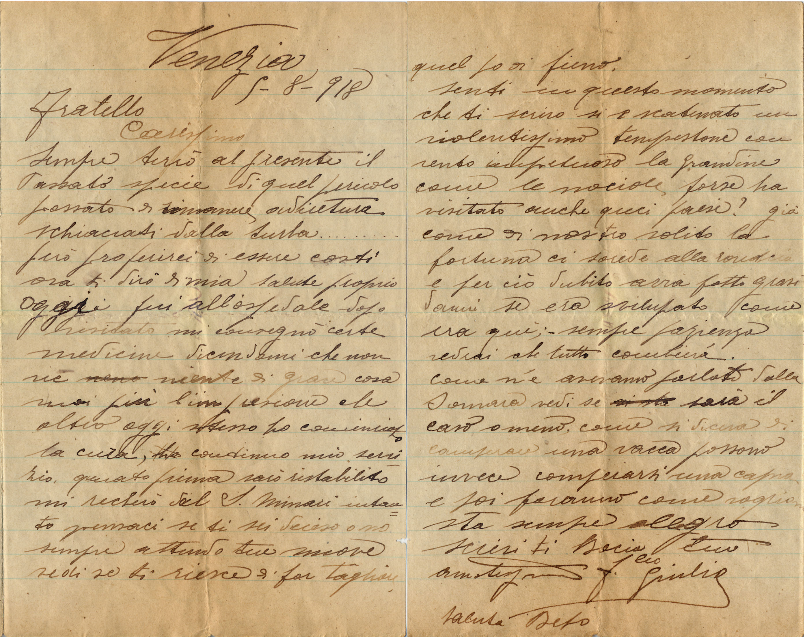 Lettera di Giulio del 5 agosto 18
